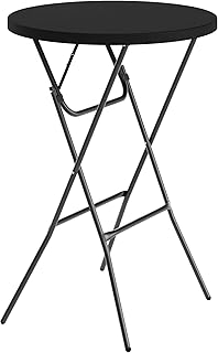 Flash Furniture Elon Round Folding Bar Height Table for Parties and Commercial Events, Indoor/Outdoor Plastic Bar Height Folding Table, 32", Black