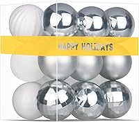 Vista 38 de Esferas de Navidad plateadas grandes de 4 pulgadas, inastillables, adornos colgantes para árbol de Navidad, cumpleaños, Halloween, fiestas