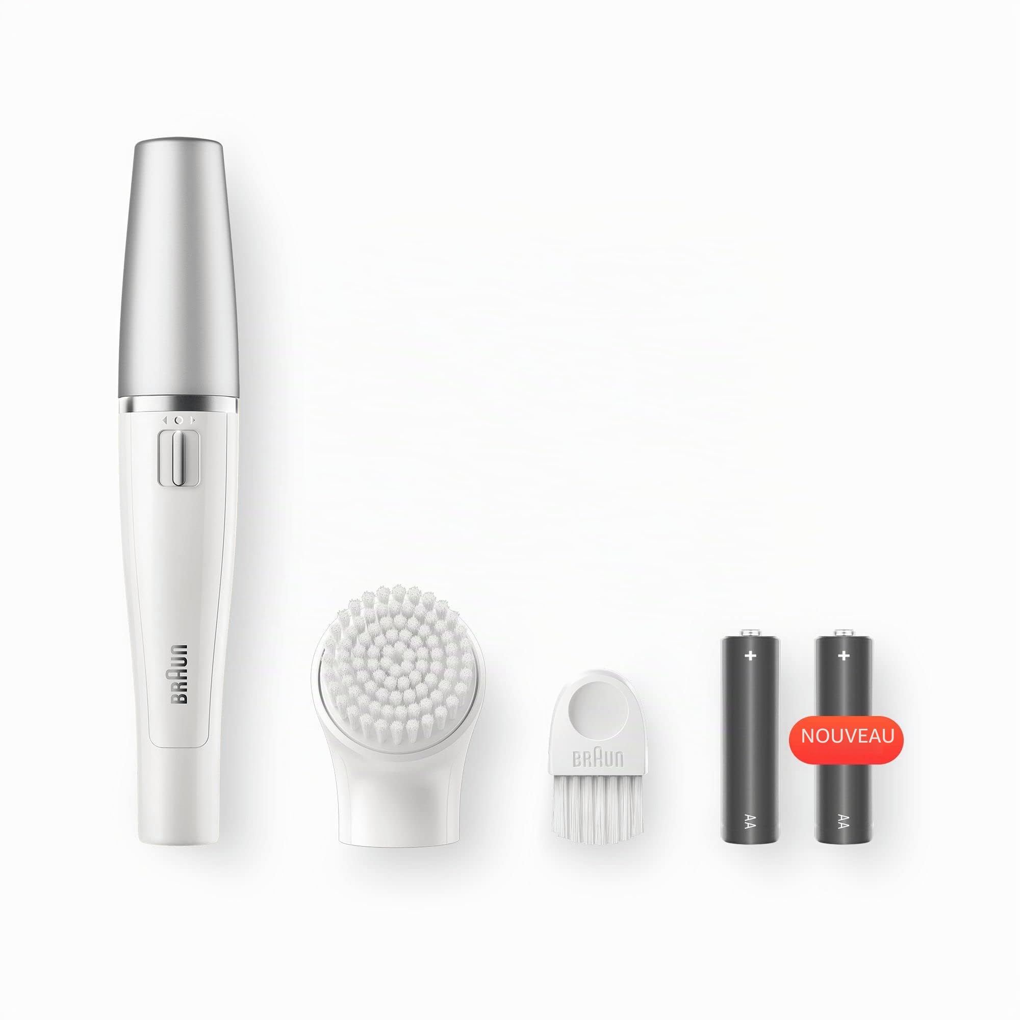 Braun FaceSpa 810 Épilateur Visage avec Brosse Nettoyante, Étanche, Embouts Interchangeables