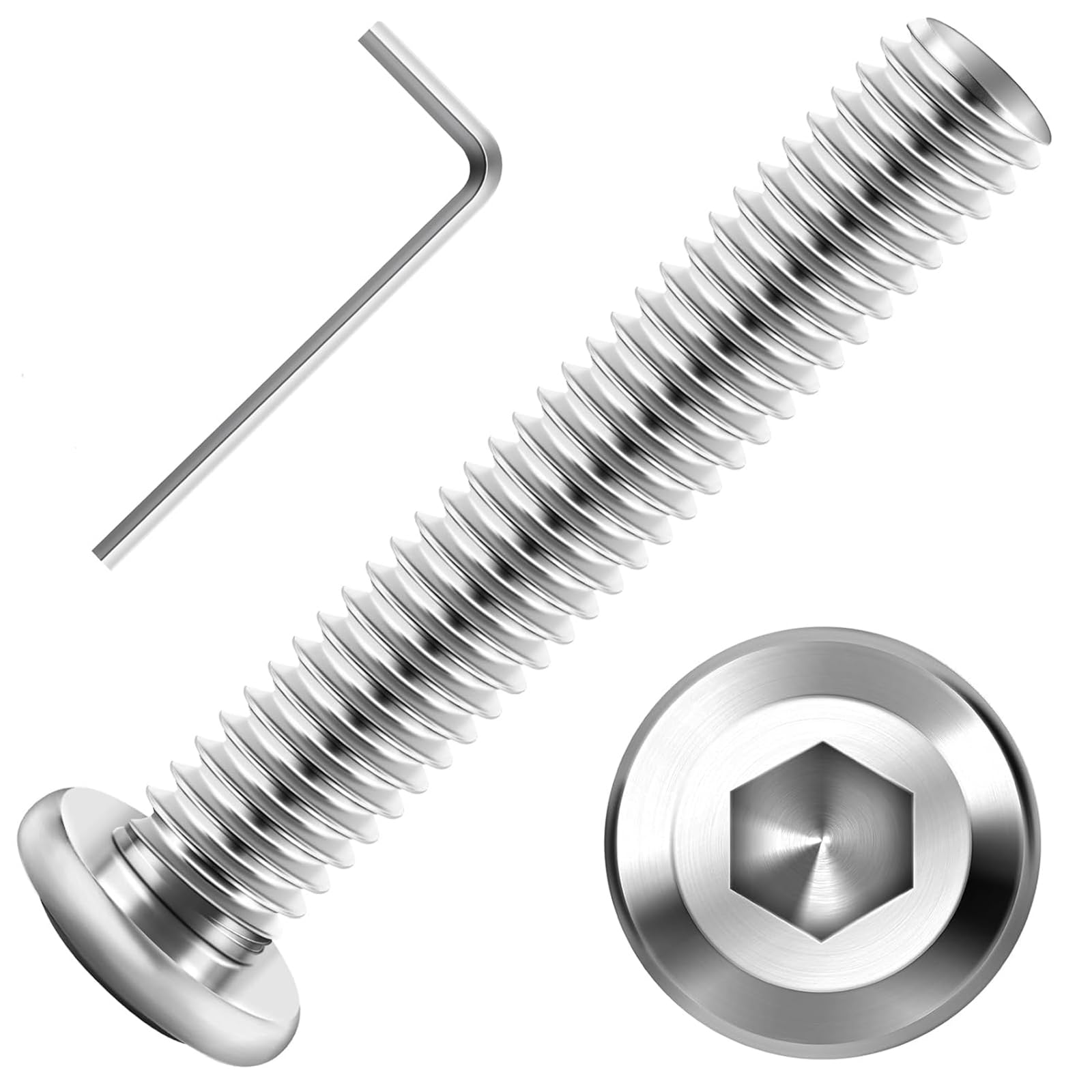 Valorada 20Pcs M5 Bolts, M5 x 40mm Flat Head Hex Socket Screws, 304 Stainless Steel Furniture Bolts