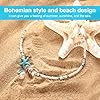 ARHZ Bohême Bracelets De Cheville Pour Femme - à Deux Étages Bracelet Cheville - Étoile De Mer Tortue De Mer Perlé Bracelet De Cheville - Accessoires De Plage Pour Dames Et Filles #3