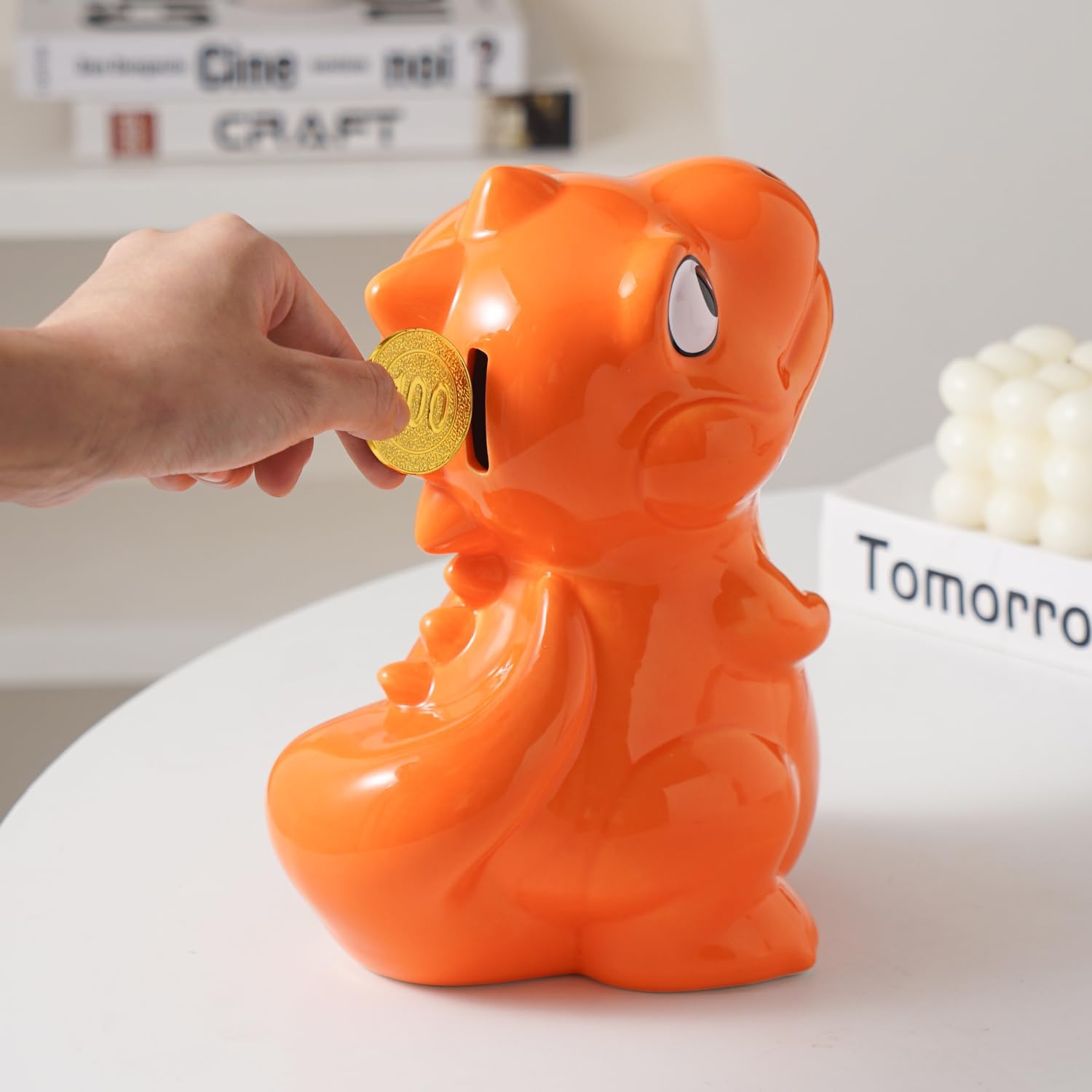 Ceramic Dinosaur Piggy Bank for Boys,Coin Bank,Money Bank,Coin Jar,alcancias de Dinero para adultos,Money Saving Box,Adults Personalized Piggy Bank for Girls,Dinosaur Room Decor for Boys