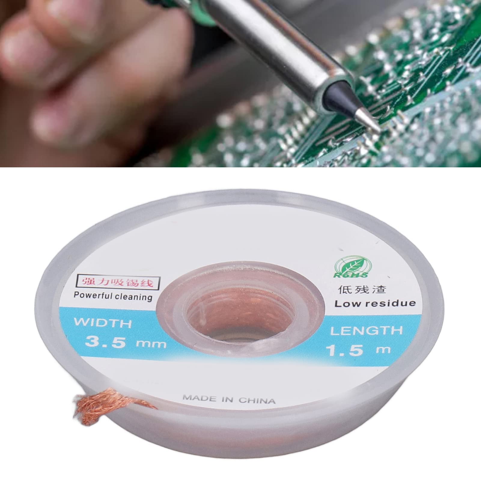 Yosoo Health Gear Stoppino per Saldatura Stoppino Dissaldante in Rame 5 Pezzi 3,5 Mm X 1, M Treccia per Rimozione Saldatura BGA PCB Dimensioni Compatte Facile da Trasportare per Riparazioni