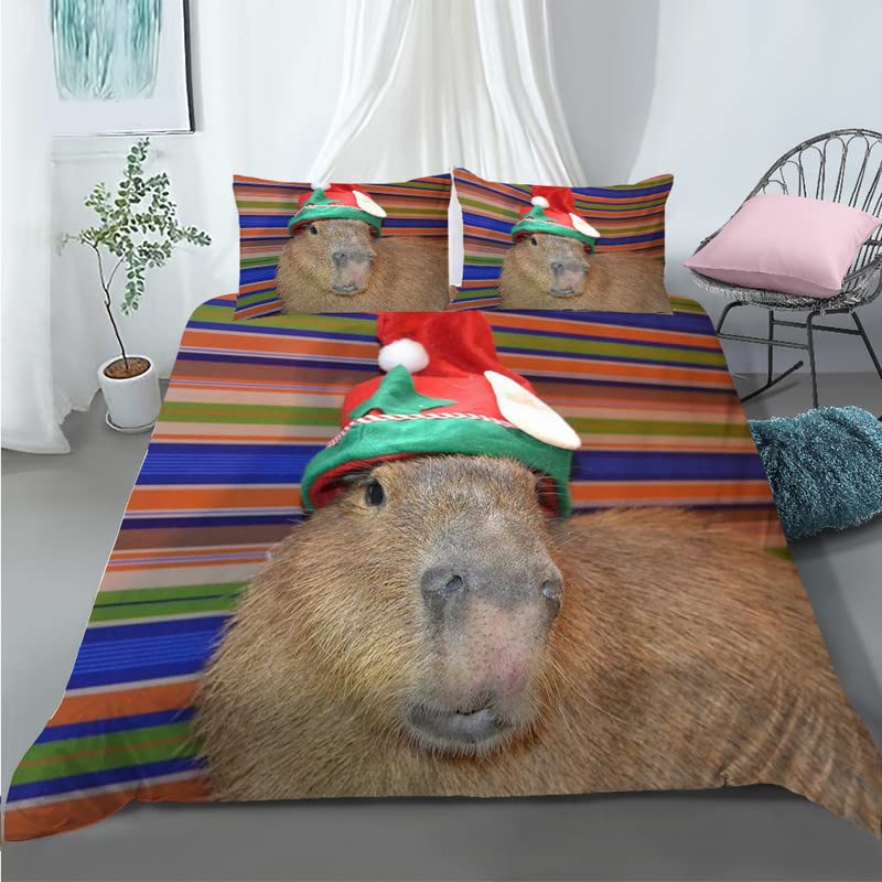 Housse de couette capybara 90x190 avec taie 65x65, le cadeau personnalisé idéal pour enfant