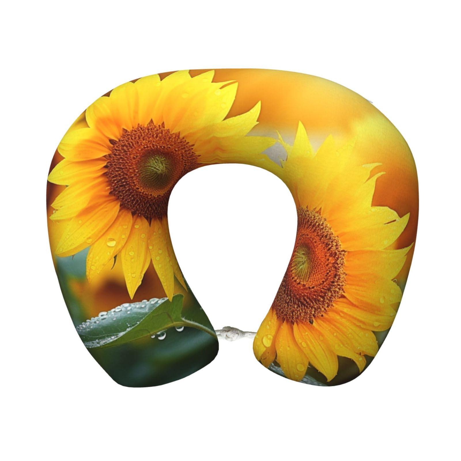 peiyeety Sunflower Flowers Travel Pillow Memory Foam - Comfortable U Shape Neck Pillows for Sleeping, Neck and Head Support Portable Airplane Pillow Adjustable Flight Pillow, Washable Cover