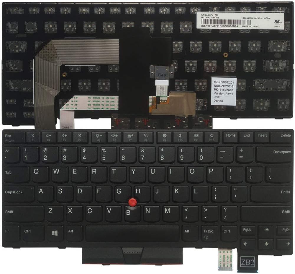 Laptop Replacement Keyboard Fit Lenovo ThinkPad T470 US Layout (with Backlight)