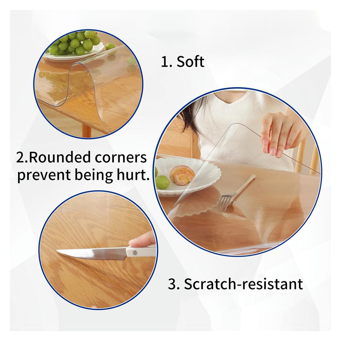 RGTINT Clear Desk Mat, 43 x 90 cm PVC Desk Protector Mat with Round Edge, Waterproof & Heat Insulation Transparent Table Writing Mat Non-Slip for Home and Office - Image 3