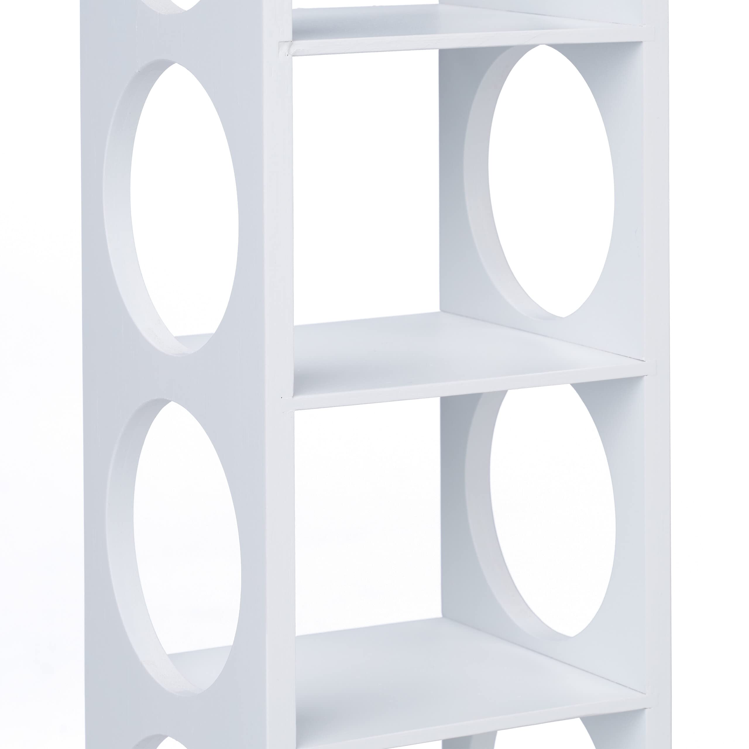 Relaxdays Botellero Vino Bambú, Estantería 5 Botellas Tinto, 53 x 14 x 12 cm, Vertical, de Pie, para Cocina, Blanco