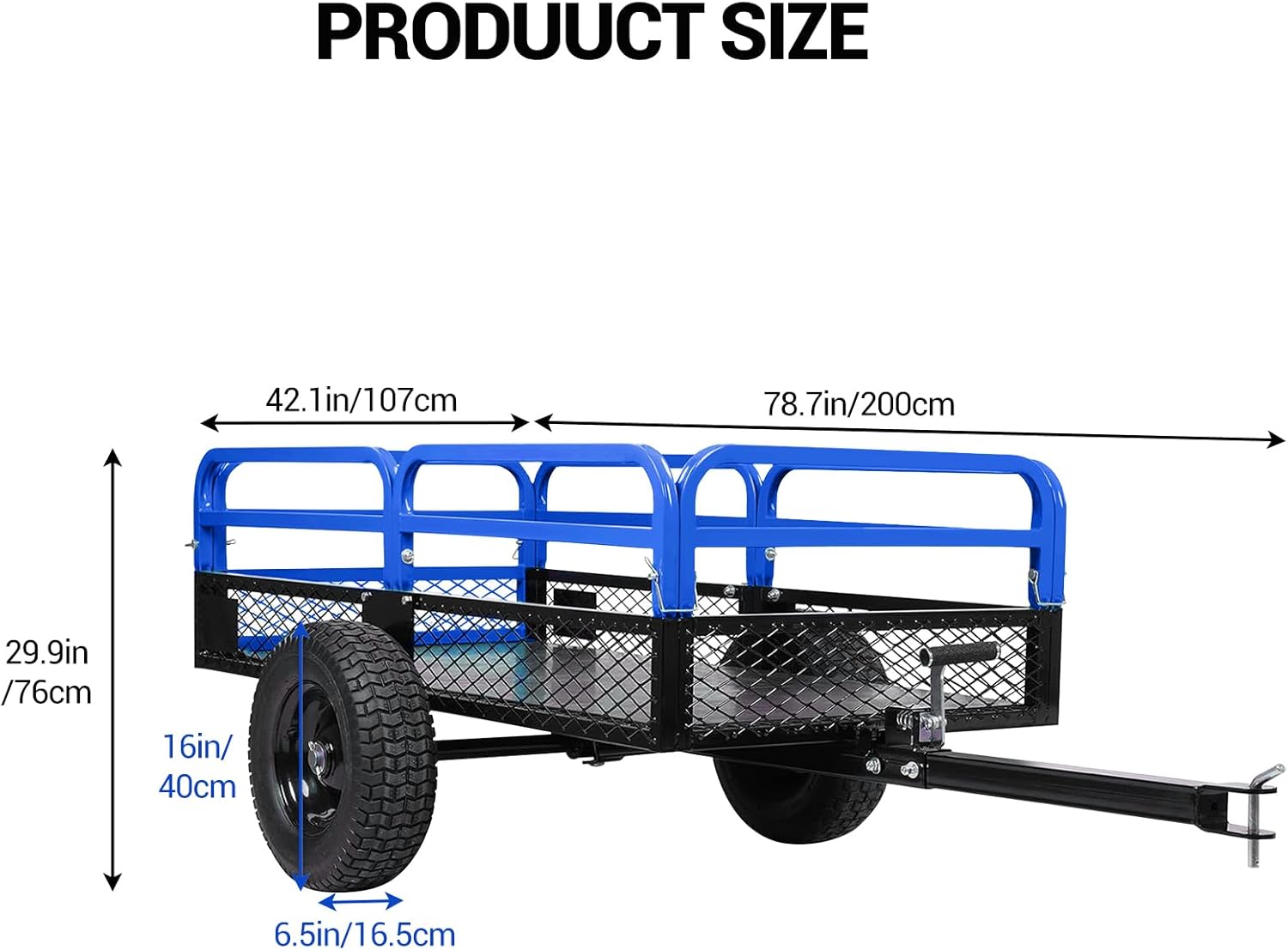 1500 Lbs Heavy Duty Steel Multi-Purpose Dump Cart, 15 Cubic Feet Pull Behind, Removable Sides, Hand Pull or Foot Pedal Dump Cart for Tractors, Lawn Mowers, Firewood, Garden & Farm Waste Hauling, Blue
