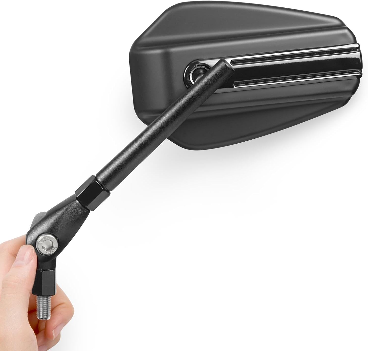 KiWAV Aftermarket Motorcycle Rear Mirrors ABS Aluminium Adjustable Black Emperor 5/16 Inches 10mm Adapters Universal Compatible for Harley Honda Yamaha Suzuki Triumph Moto Guzzi & More Sold as a Pair