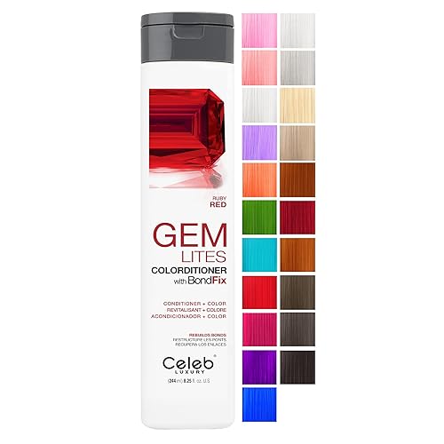 Celeb Luxury Colorwash Color Depositing Conditioner + Bondfix Bond Rebuilder, Semi Permanent Hair Color, Vegan Hair Dye, Viral and Gem Lites.