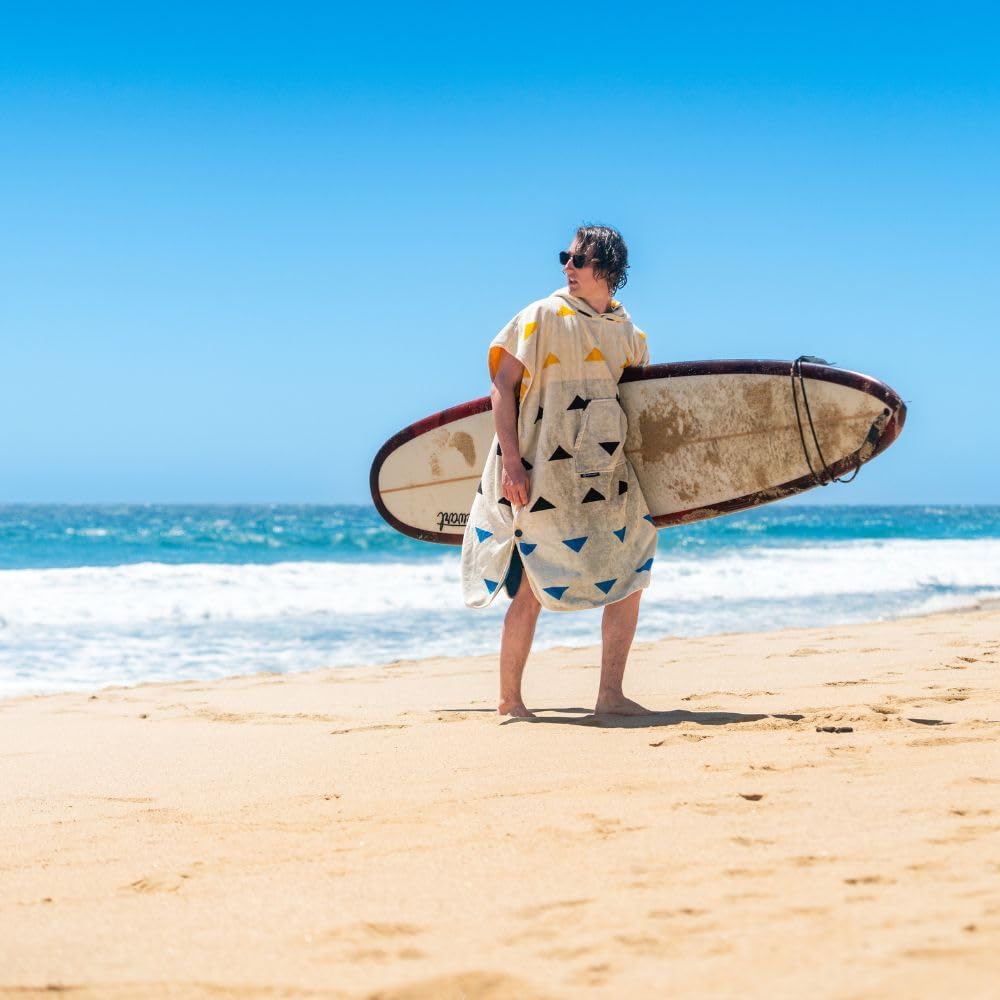 Arcturus Surf Poncho | Your Sauna Towel - Great for Cold Plunge | Hooded Changing Towel & Cover-Up | 100% Cotton Velour | 2-in-1 Design Converts Your Poncho to a Beach Towel (The Wedge, Adults)