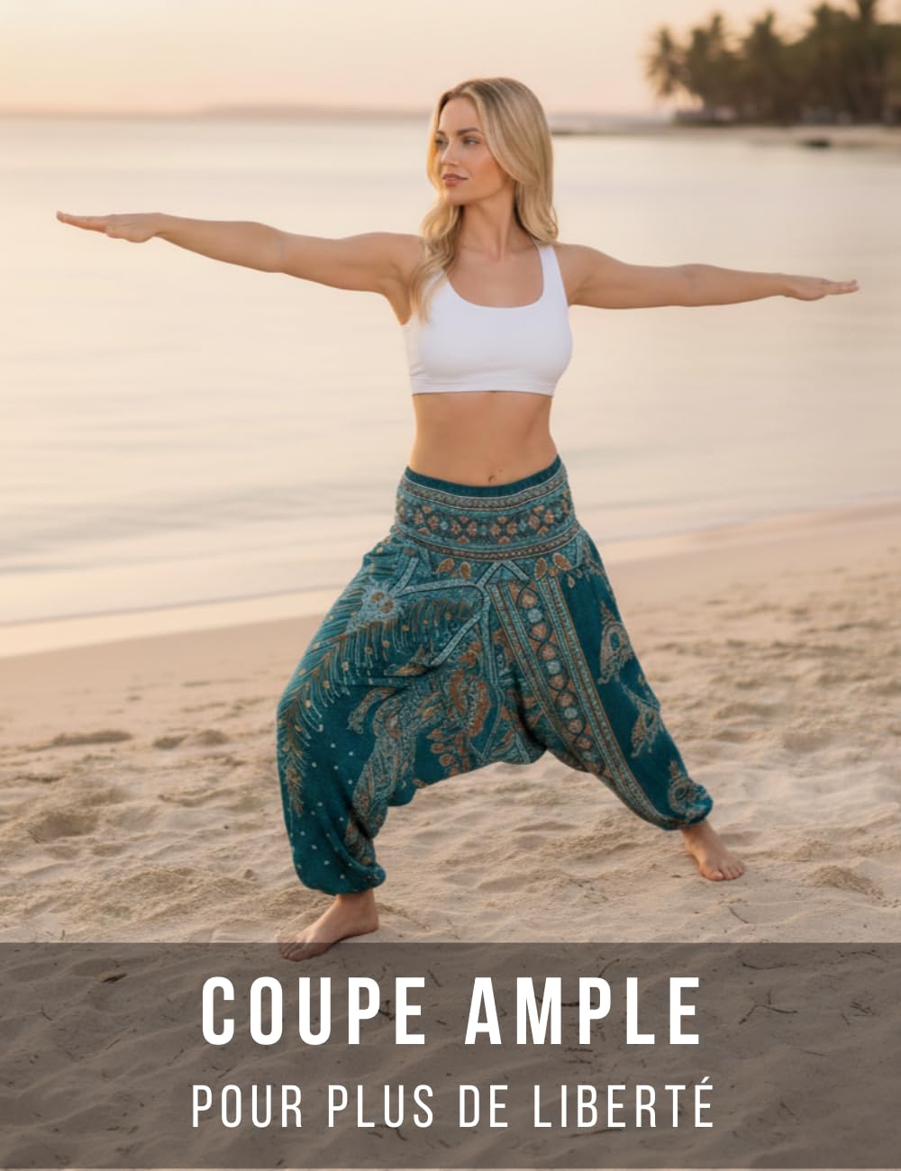 PANASIAM Sarouel Peacock – Pantalon Sarouel Unisexe 100% Viscose – Pantalon Goa Yoga – Coupe Ample Festival Style bohème - Tenue d’été pour Yoga et Vacances – Tenue de Plage