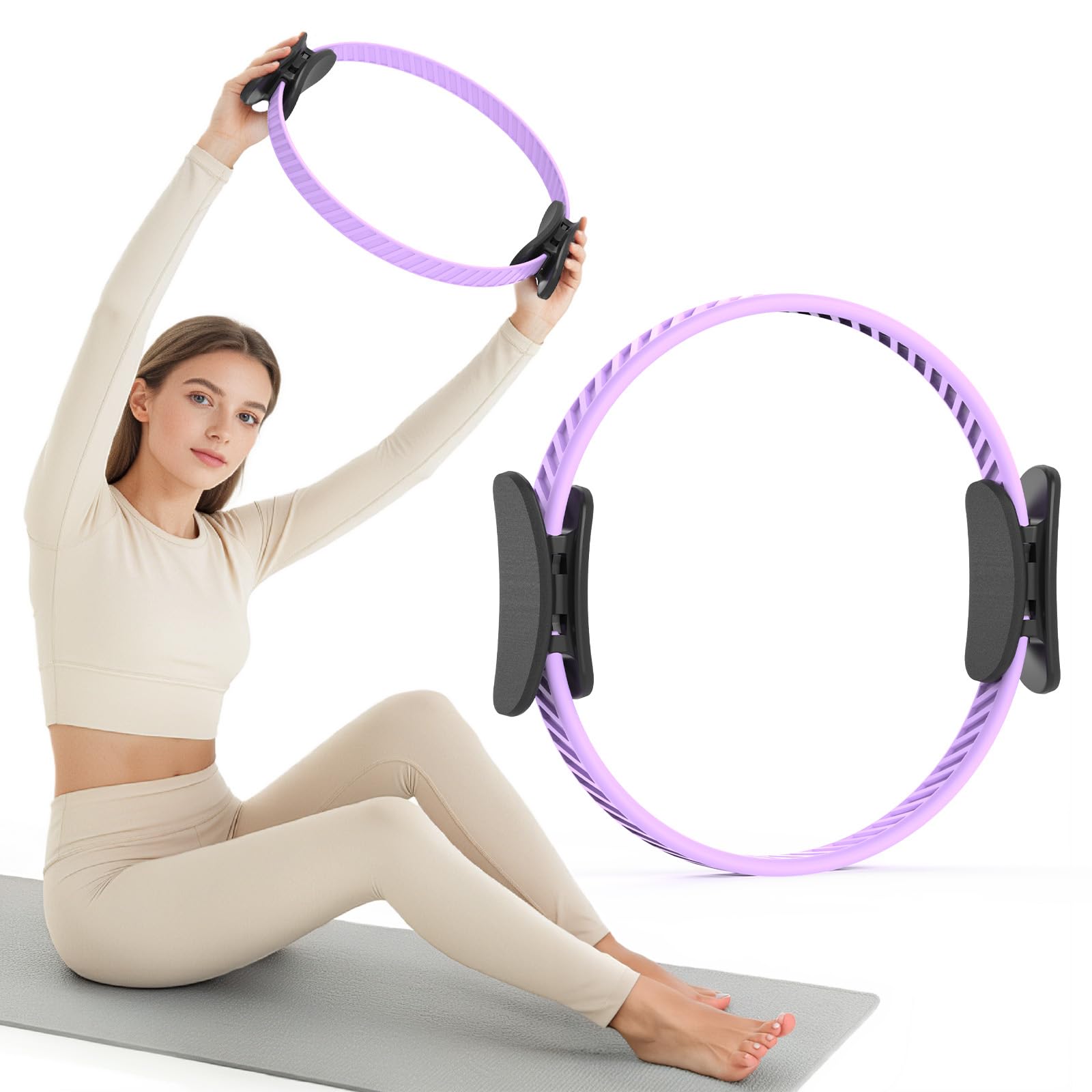 JKSHMYT Pilates Ring – 14.5" Home Magic Circle Resistance Ring, for Core Strength, Yoga, Pilates & Full-Body Workouts