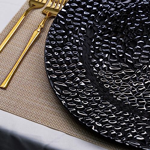 Maoname Black Charger Plates, Set Of 6, 13" Round Charger Plates, Decorative Chargers For Dinner Plates, Plastic Plate Chargers For Dinner Plates #TOP7