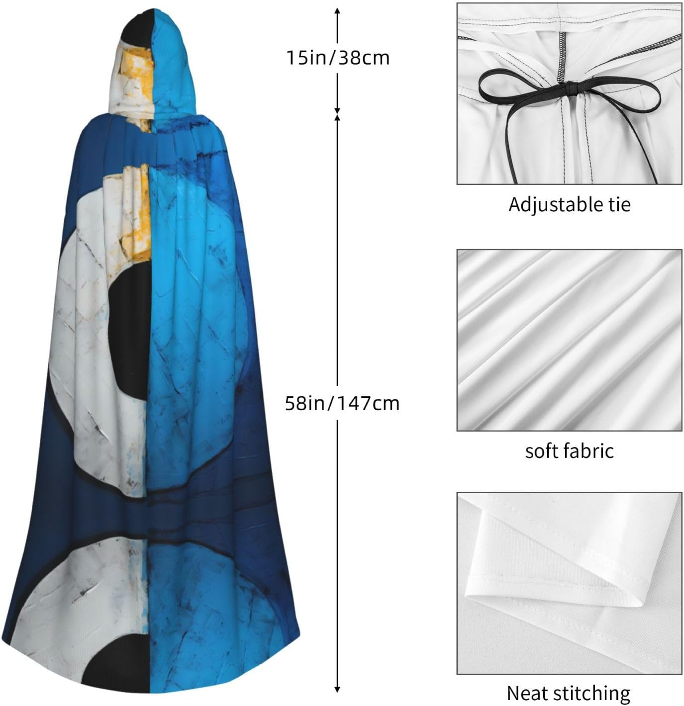 Top view of the spiral Patterned Hooded Cape - Ideal Costume for Carnival/Festival Party Cosplay