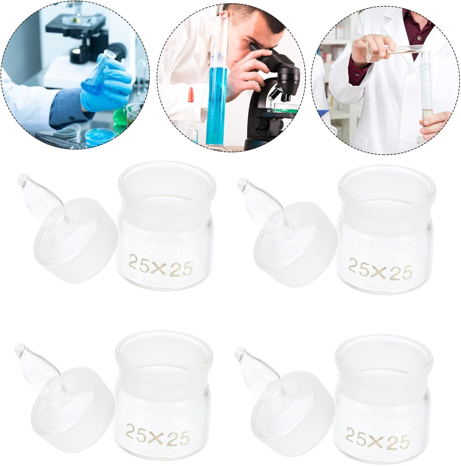 CHILDWEET 5pcs Glass Weighing Jars Compact Chemical Sample Holders for Lab Use Versatile Weighing Bottles Lids for Laboratory and Research Applications