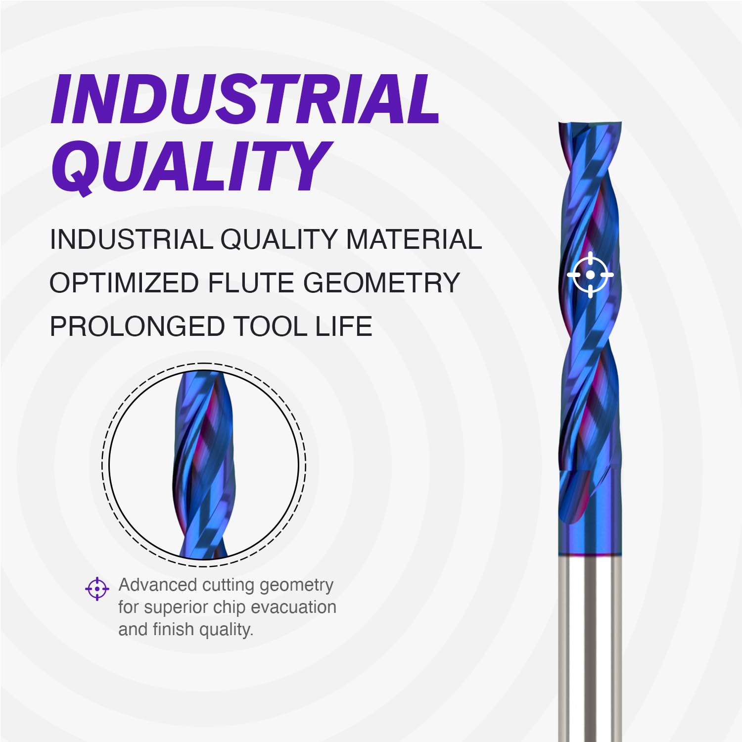 ZahyoX 3/8" Upcut Extra Long Spiral CNC Bit, NACO Coated Router Bit, 3/8" Cutting Dia, 2" Cutting Length, 4" Overall Length, CNC Woodworking End Mill