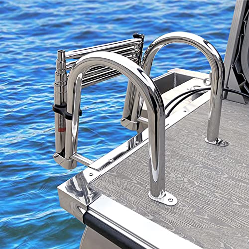 Escalera plegable telescópica para barco con barandilla 4 peldaños miniatura 2