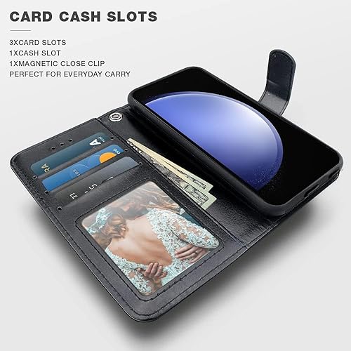 Miniatura 3 de Shields Up Funda para Galaxy S22 Plus, desmontable, con tarjetero y correa para niñas y mujeres, cuero vegano funda floral para Samsung Galaxy S22