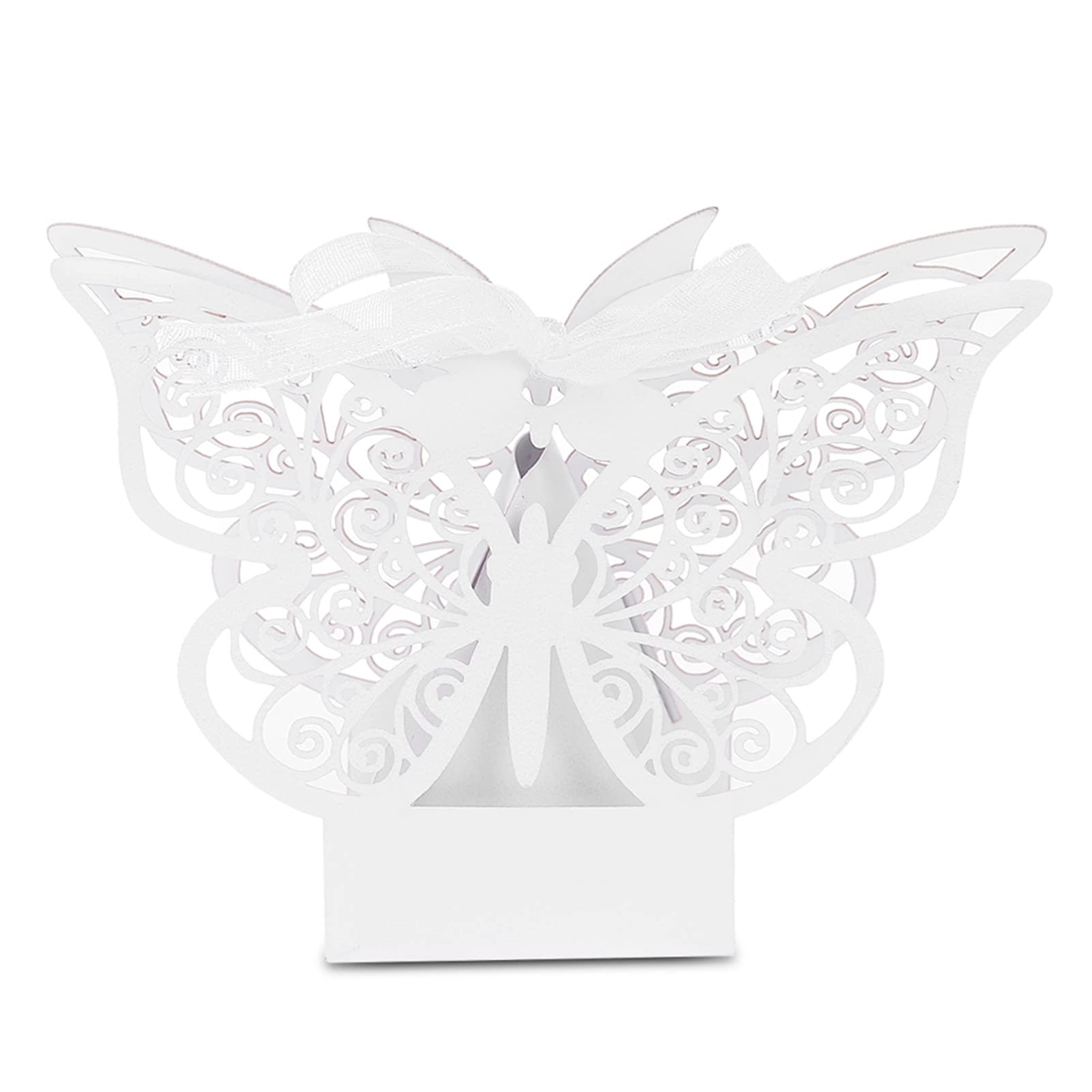 100PCS Wedding Favor Sugar Chocolate Boxes, Elegant Candy Box for Wedding Birthday Party Favors, DIY Butterfly Sugar Boxes with Rustic Gift Box Design, Perfect for Alpenliebe Candi (ice White)