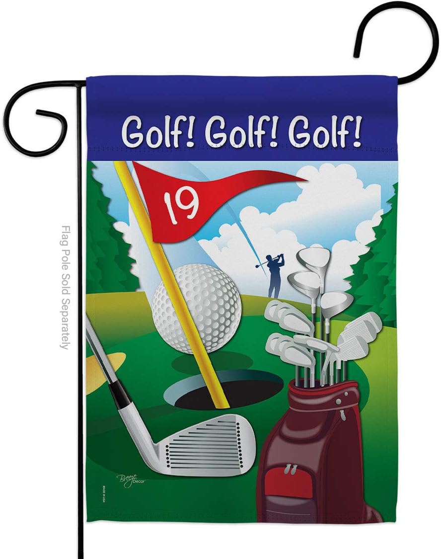Breeze Decor Golf Garden Flag - Sports Tapestry 18 Hole Ball Championship Entertainment Golfing Club Decoration House Game Banner Small Yard Gift Made in USA