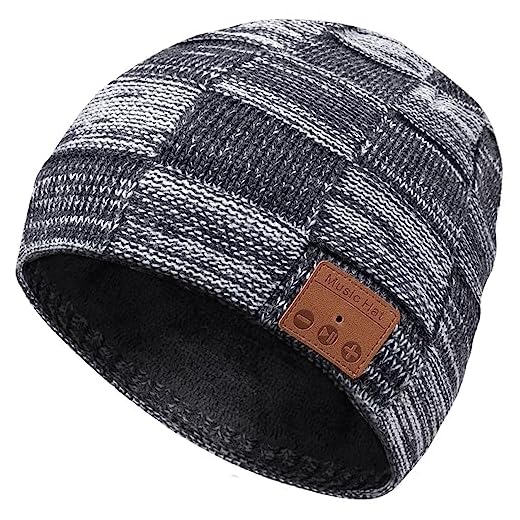Bluetooth Beanie, V5.0 Bluetooth Hat, Wireless Earphone Beanie Headphones, with HD Stereo Speakers Built-in Microphone, Mens Gifts, Christmas Electronic Gifts for Men/Women