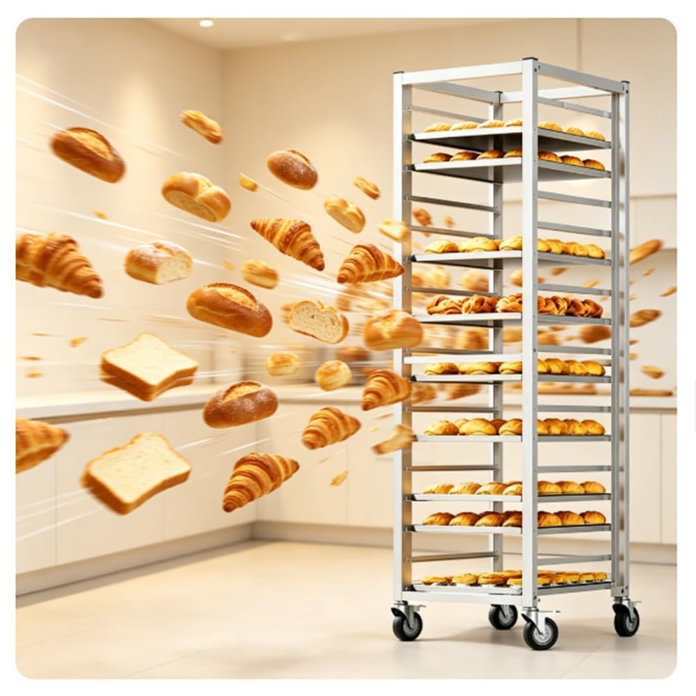 Teglia da Forno a più Livelli, Vassoio per pangrattato Professionale, Mulino a Pietra Resistente, Adatto per ristoranti, panifici e cucine domestiche, Argento, 47x65x179 cm / 20