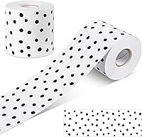 Vista 87 de Zonon 65 Feet Bulletin Board Borders Black and White Polka Dots Striped Grid Borders Decorative Straight Scalloped Wavy Rolled Trim Classroom Back