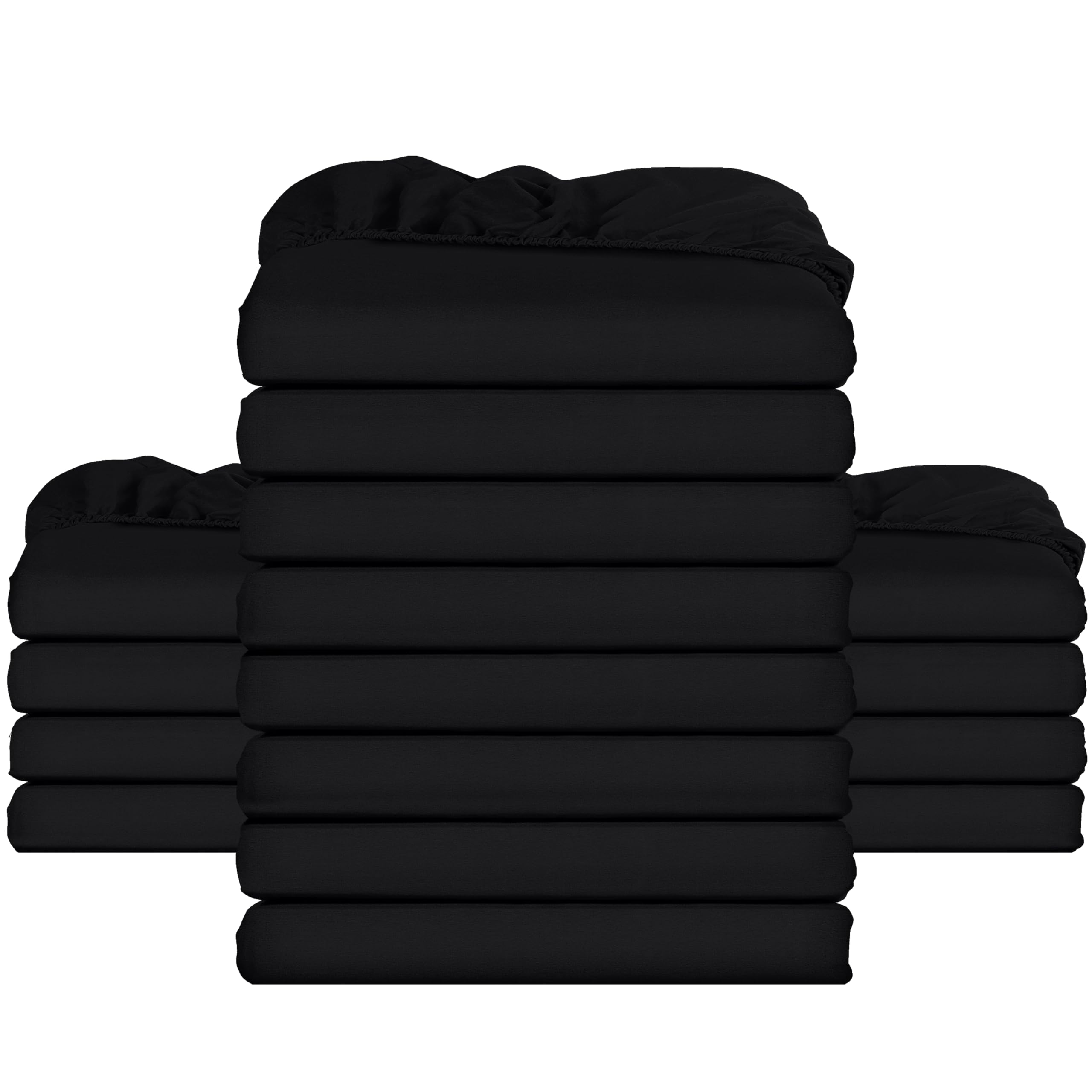 Utopia Bedding Fitted Sheet Bulk Pack of 16 Pieces - Super King, Black - Deep Pocket - Easy Care Soft Brushed Microfibre Fabric - Shrinkage and Fade Resistant - Bottom Sheet โ image 1