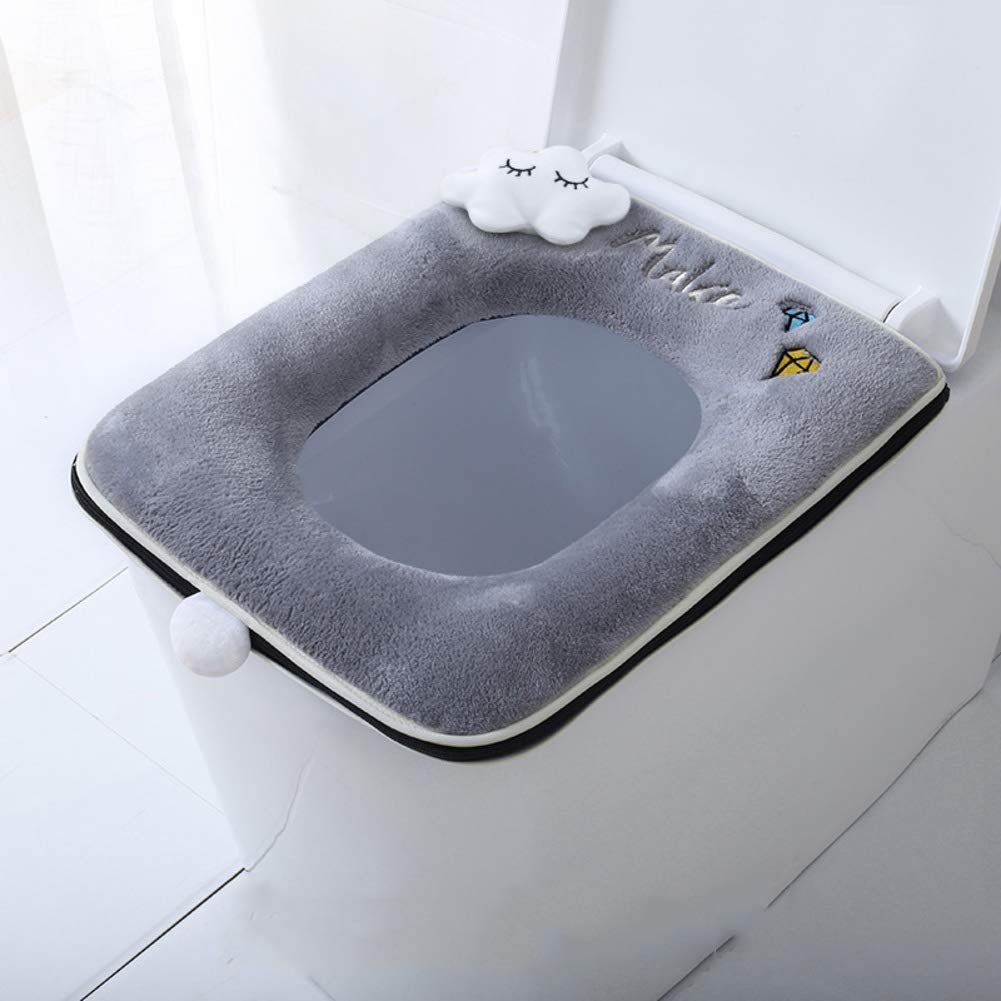LegendTech Waterproof Square Toilet Seat Cushion, Home Bathroom Soft Warm Washable Toilet Seat Cover Pads-m