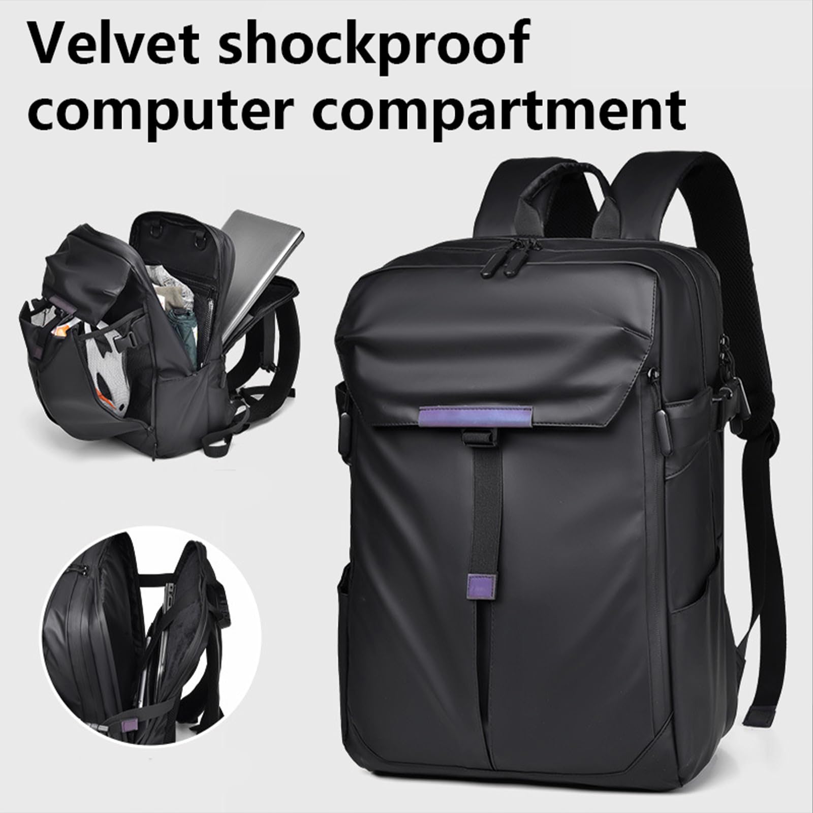 Custodia per laptop a tre strati da 17,3 pollici, per notebook da 15,6 pollici, multifunzionale, per pendolarismo, viaggi di lavoro, zaino per laptop multifunzione nero