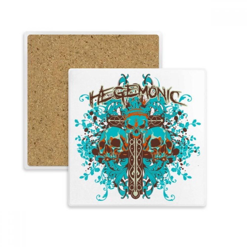 Coaster carré crâne bleu noir pour sublimer vos pauses café et apéritifs