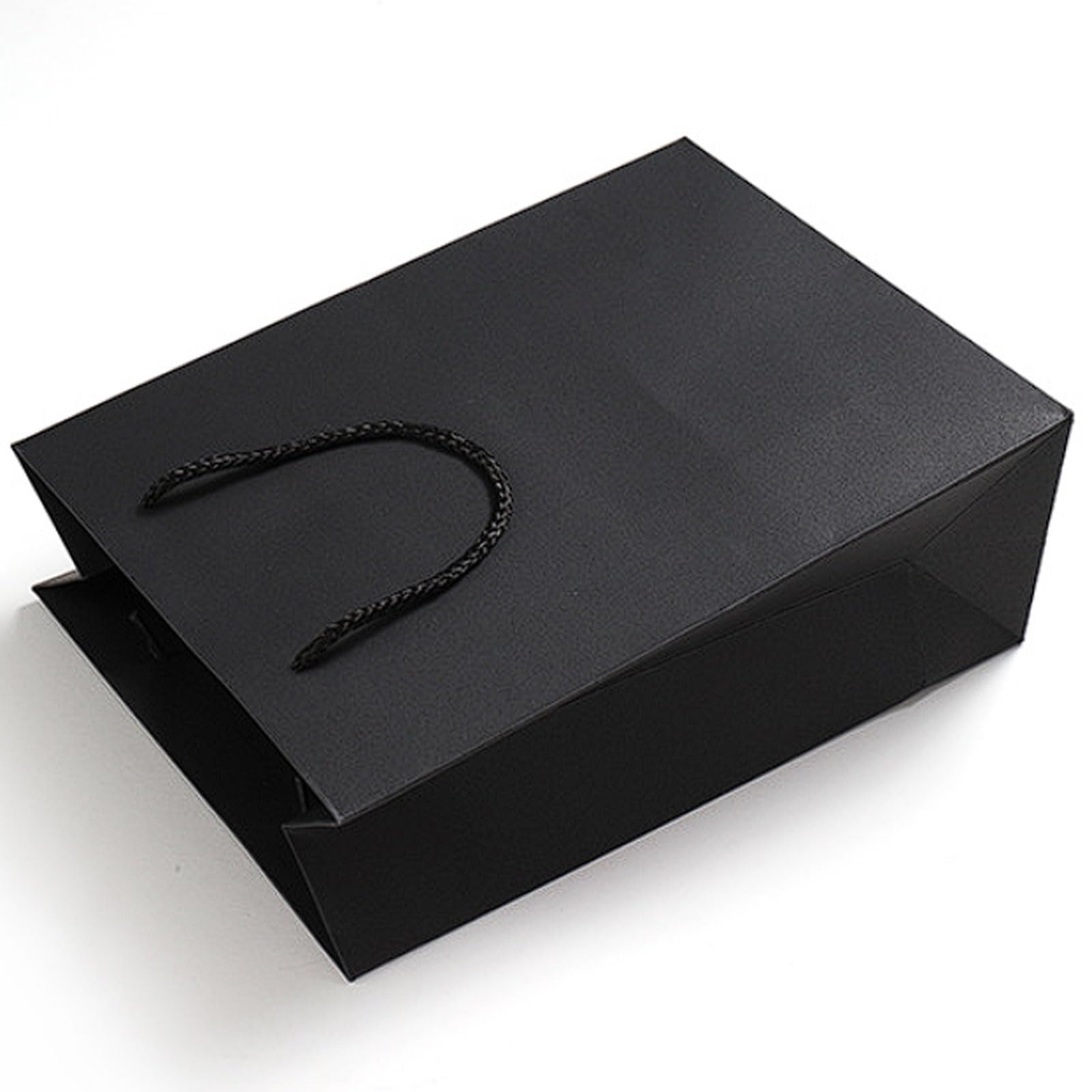 Opakowanie 20 czarnych toreb papierowych premium do trwałej odzieży i toreb na zakupy z uchwytem z bawełnianej liny artykuły do pakowania prezentów(30 x 10 x 40 cm)