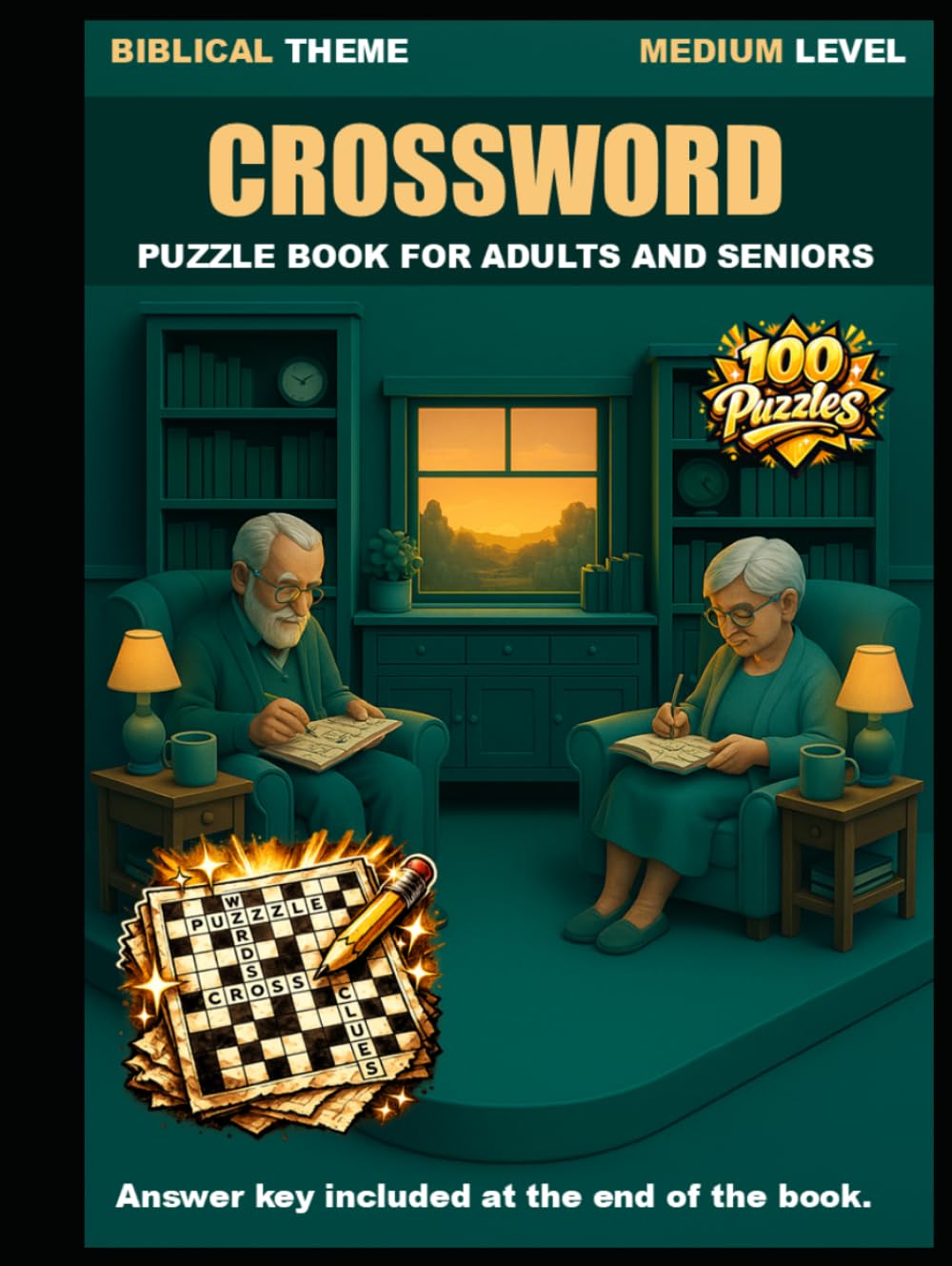 Biblical Words – Crossword Puzzles: 100 Bible word puzzles with mixed difficulty, helpful clues, and complete answer key