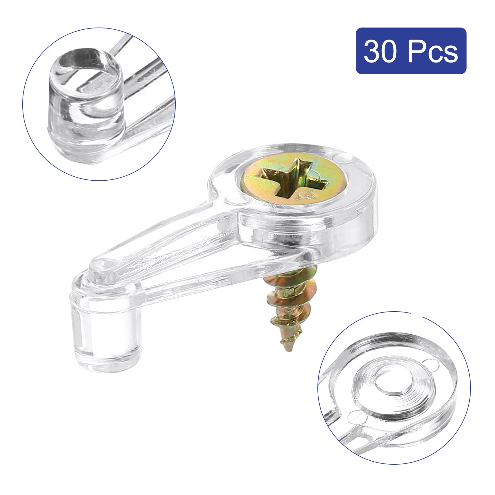 Clip Per Fissaggio Vetro Mobile - 30 Pezzi Trasparenti Con Viti, Per Ante Armadi E Specchi - Foto 5