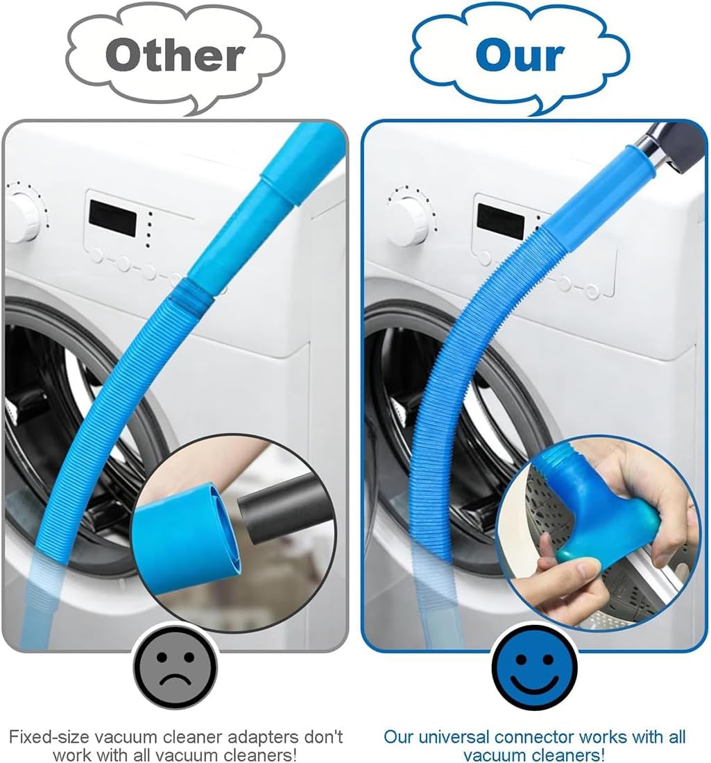 2026 Upgraded Dryer Vacuum Hose Attachment Compatible with All Vacuum Cleaner, Universal Dryer Vent Cleaner Kit, Dryer Lint Vac Attachment, Deep Cleaning Tools for Clogged Ducts & Lint Removal