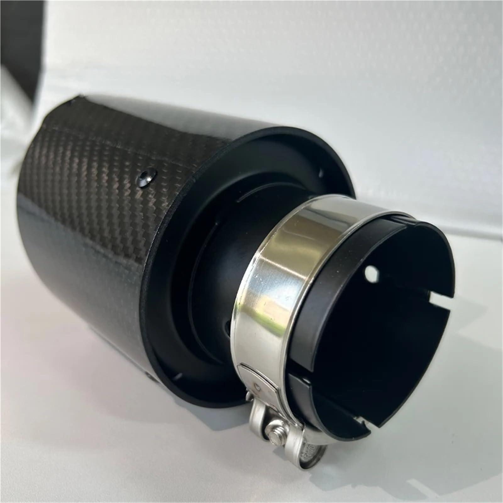 Car Silencer Uniwersalny samochód błyszcząca końcówka tłumika z włókna węglowego rura układu wydechowego tłumiki dysza prosta nierdzewna czarna(54-89mm)