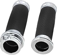 Vista 2 de Twilight Garage 1" Chrome Motorcycle Hand Grip Handlebar Grips Cable Throttle Compatible with Harley Davidson Sportster Honda Yamaha Suzuki Kawasaki