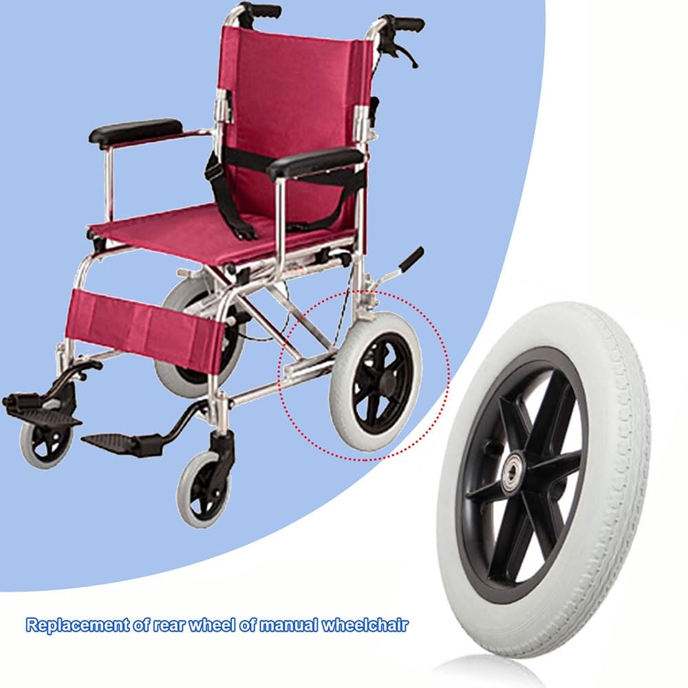 Ruedas de Repuesto para Silla de Ruedas de 12 Pulgadas, Ruedas manuales para Silla de Ruedas, Ruedas traseras antipinchazos, Ruedas sólidas, 2 Piezas, Ruedas de Goma Gris con Tornillos