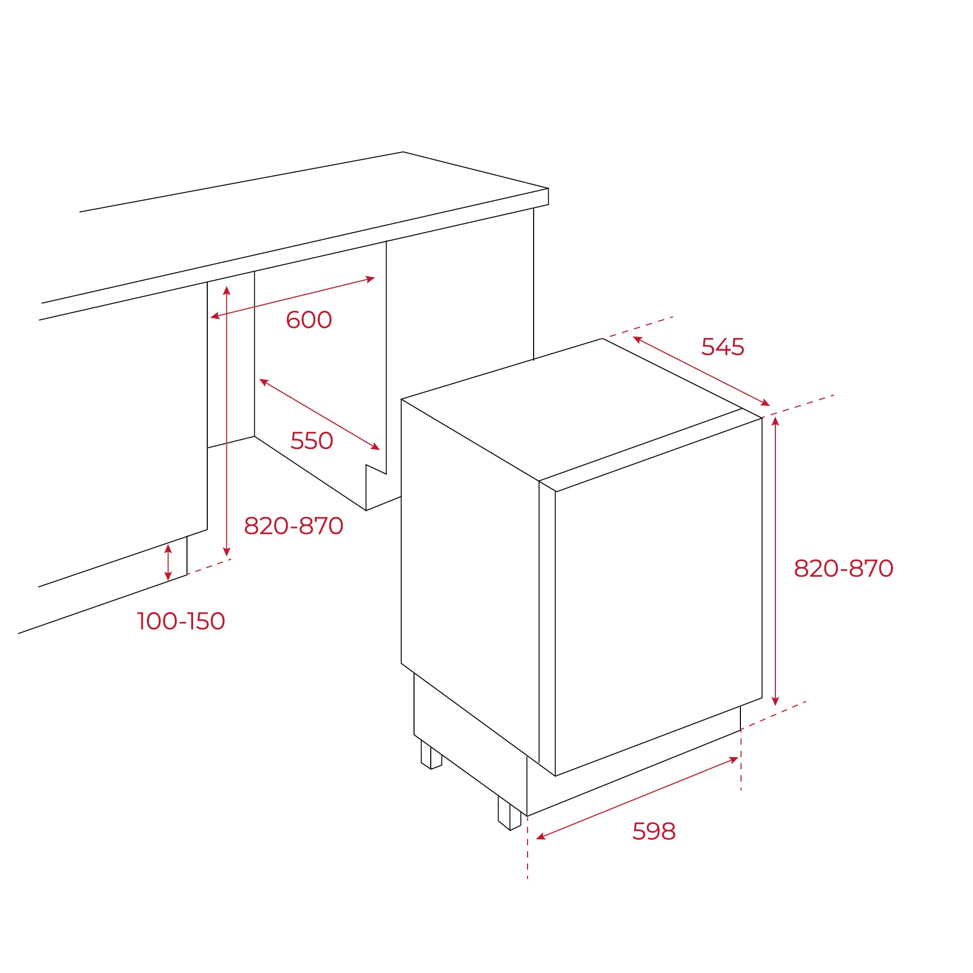 Teka RSL41150BU, Integrierter Unterbau-Kühlschrank, 82-87cm