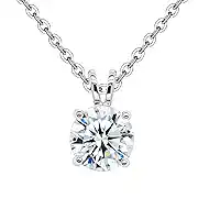 Moissanite 925 Sterling Silver Pendant Necklace 0.5-1 Carat Round Pear Cut, Dainty Elegent D Color Dancing Style with Bead Adjustable Chain Necklace for Women