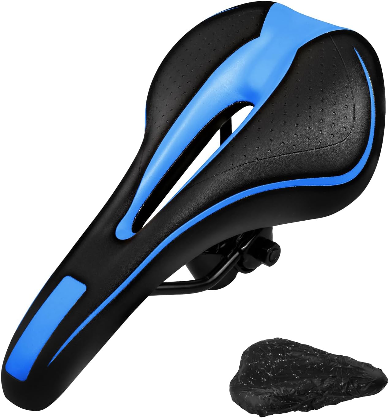 Gel Bike Seat for Men & Women – Comfortable Bicycle Saddle with Soft Memory Foam & Waterproof PU Cover – Ergonomic, Breathable Design for Road, Mountain, Hybrid, and Exercise Bikes(Blue)