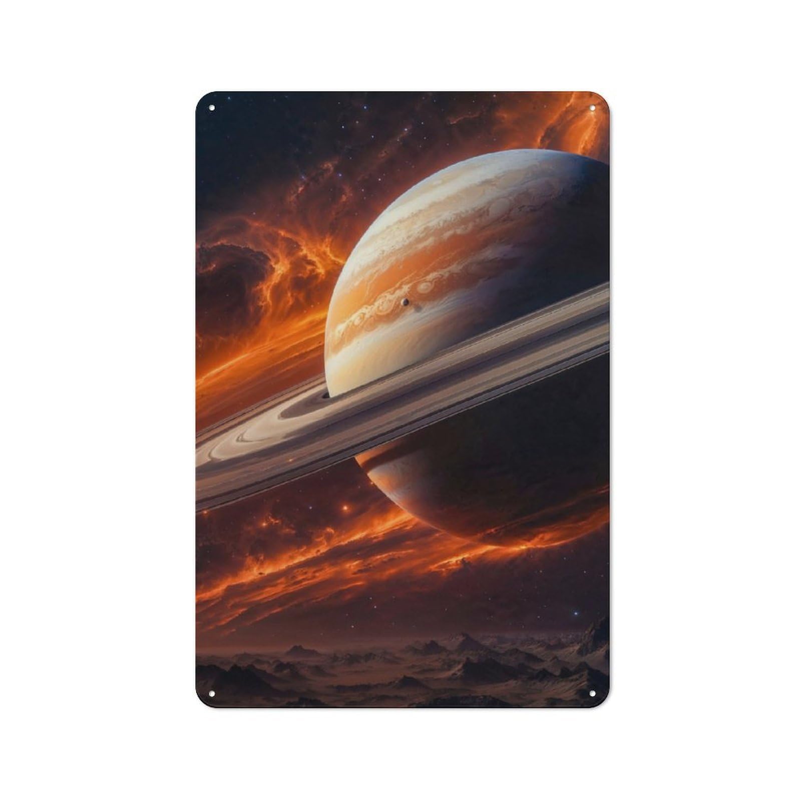 Junmoney Saturn In Space 30X20cm Retro Tin Wall Plaque With For Pub Or Café, A Winter Wall Decor Update For Café Interior Fans
