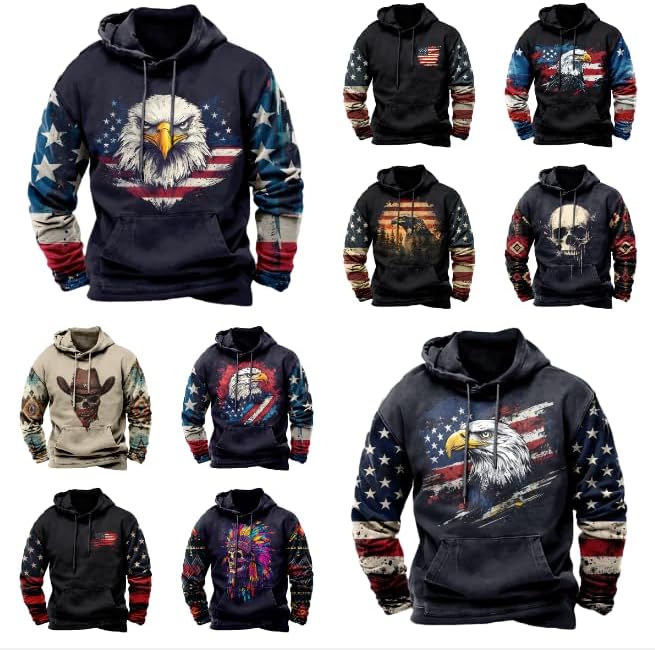 Oversized Grahpic Hoodie for Men Pullover Hooded Sweatshirt Comfy Long Sleeve Lightweight Casual Sweater - Image 4