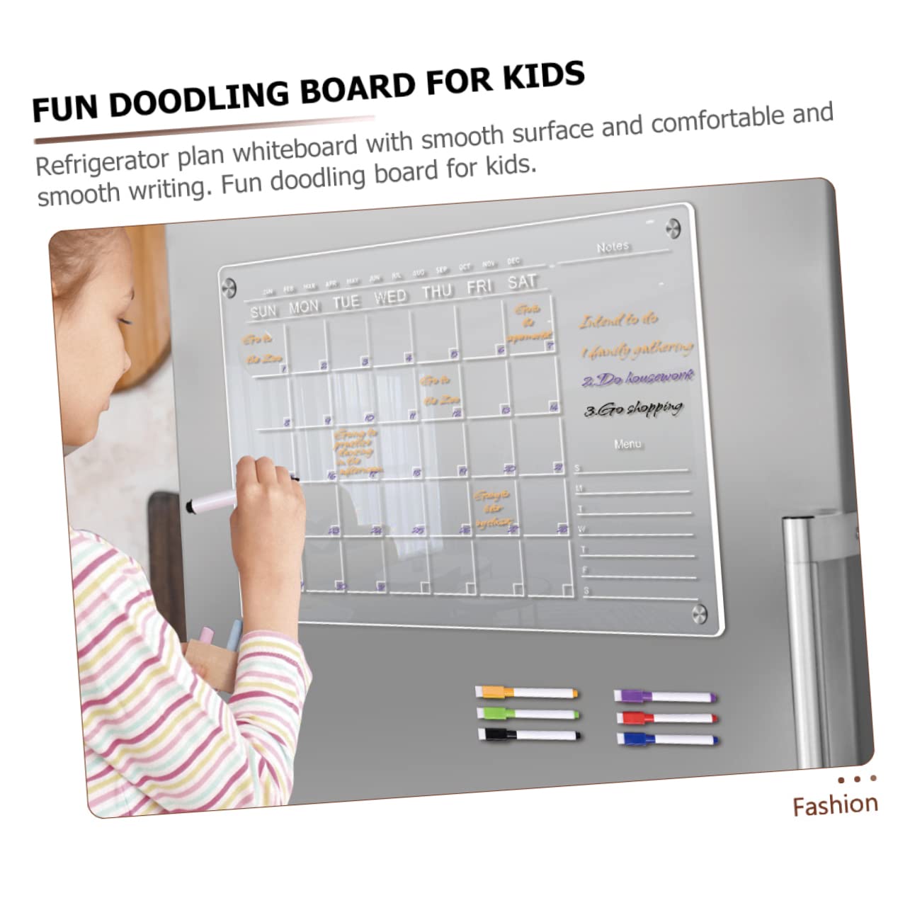 Tableau Magnétique Effaçable en Acrylique pour Bureau, Calendrier Hebdomadaire Aimanté Transparent, Planificateur Magnétique Pratique pour Réfrigérateur et Rappel D’horaire