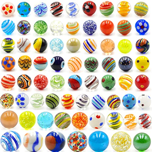 image for DSHMIXIA 71pcs Assorted Marbles for Kids Handmade Big and Small Glass 