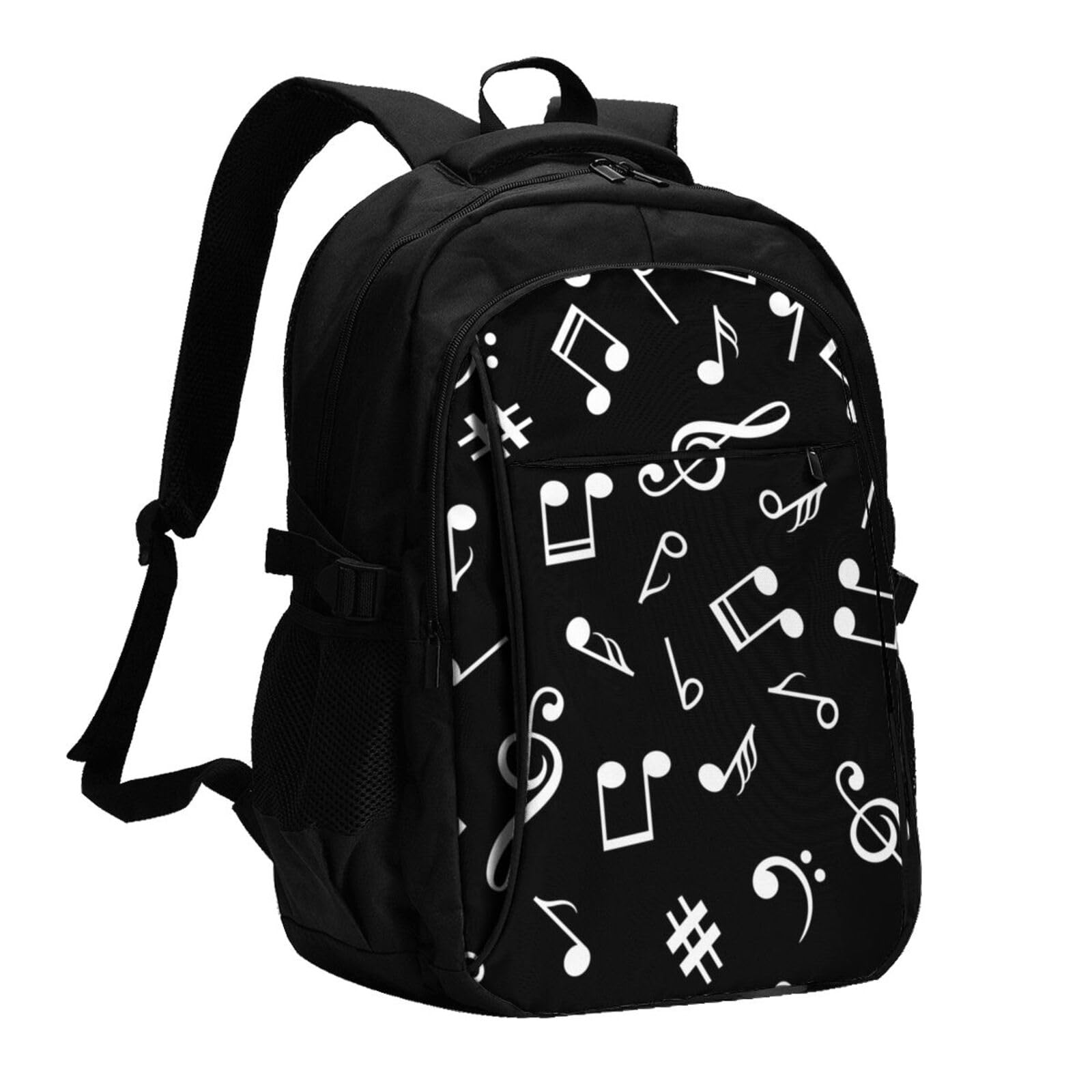 InOmak Schwarze Musiknotenzeichen, Reiserucksack, Freizeitrucksack, Schulrucksack, Laptop-Rucksack für Damen und Herren