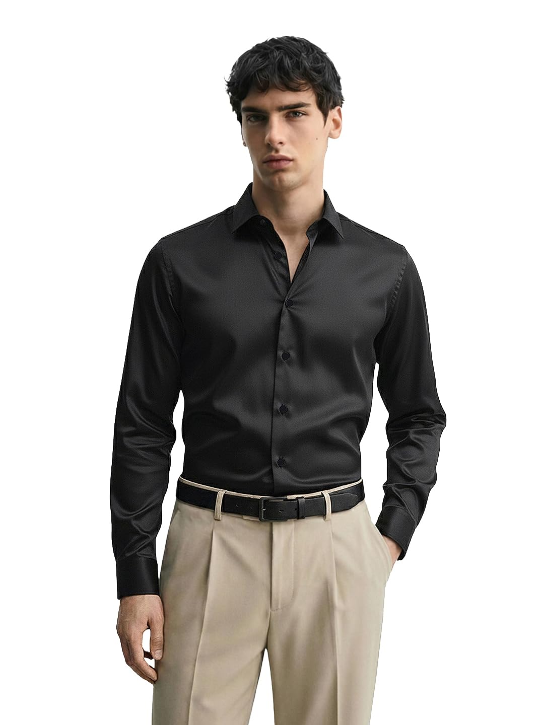The Indian Garage Co Camicia da festa a maniche lunghe da uomo con colletto ritagliato