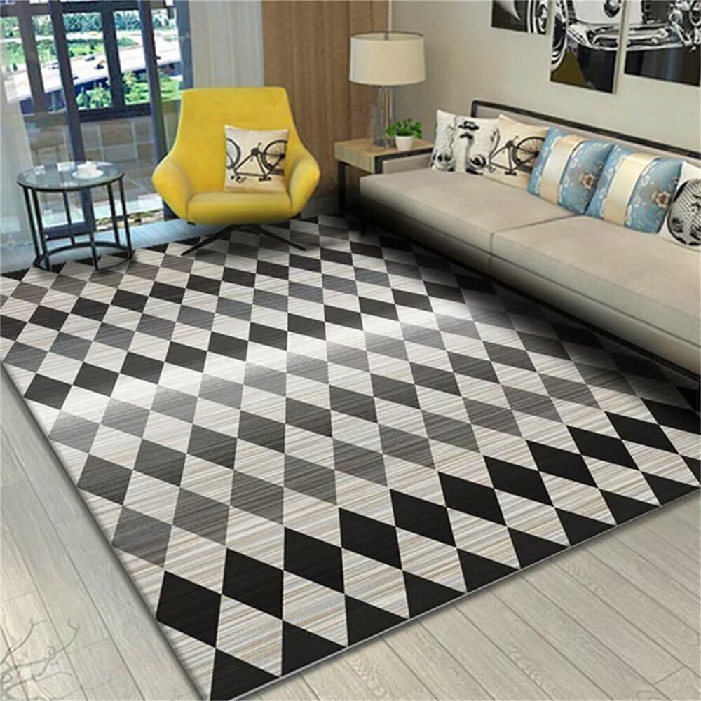 Tapis de créateur imprimé gris 70X140 pour déco salon moderne